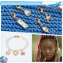 Маркеры петель для подвесок в форме звезды/конского глаза/каплевидной раковины с имитацией морского ушка HJEW-AB00396