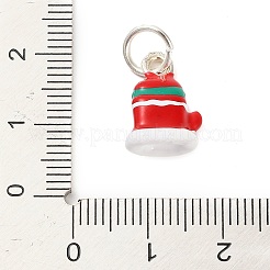 クリスマステーマの合金エナメルペンダント  丸カン付き  手袋  15x11x6.5mm  穴：5mm&nbsp;FIND-I063-01J