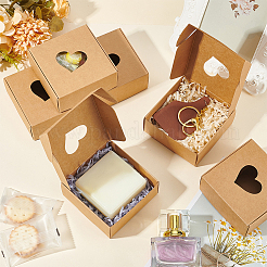 Scatole regalo quadrate scavate a forma di cuore in carta kraft&nbsp;CON-WH0095-66B
