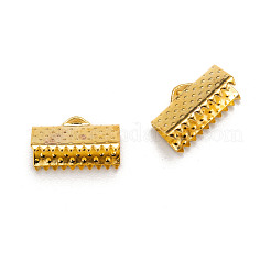アイアン製カシメリボン止めエンドパーツ  ゴールドカラー  7x13mm  穴：2mm&nbsp;E005Y-G