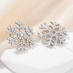Pendientes de botón con forma de copo de nieve de latón y ABS con perlas de imitación&nbsp;EJEW-M077-03P