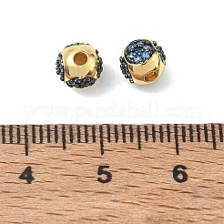 Perline di zirconi cubici blu marino in ottone con micro pavé&nbsp;CU-CBA42CA-02G