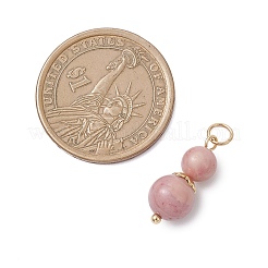 3 шт. 3 стиля подвесок из натурального розового кварца и окрашенного полосатого агата/полосчатого агата с круглыми бусинами&nbsp;PALLOY-JF04701-05