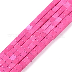 天然石瑪瑙ビーズ連売り  染め  キューブ  フクシア  2x2x2mm  穴：1mm  約150個/連  15.08インチ（38.3cm）&nbsp;G-M422-A01-04G