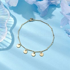 Браслеты с подвесками в виде дисков из нержавеющей стали 304 BJEW-JB10560