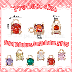 12шт 6 цвета латунные микро проложить кубический цирконий шармы KK-GA0001-89