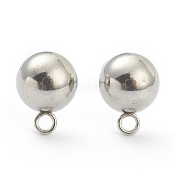 変色しない202ステンレススチールスタッドピアス金具  カン付き  半円  ステンレス鋼色  10.5x8mm  穴：1.6mm  ピン：0.8mm&nbsp;STAS-F266-18D-P