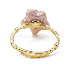 Регулируемые кольца со звездами из натурального жемчуга RJEW-P113-15G