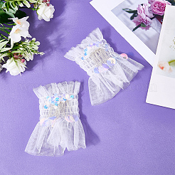 Съемные нарукавники из нейлонового кружева с пайетками AJEW-WH20033-035