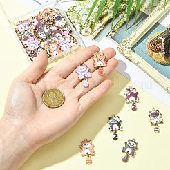 35本7色合金エナメルペンダント  猫の形のチャーム  ゴールドカラー  ミックスカラー  34x18x1.5mm  穴：1.8mm  5個/カラー&nbsp;ENAM-CJ0007-32