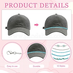 10 шт. синтетическая бирюза и латунная цепочка из сплава для бейсбольной кепки&nbsp;HJEW-YW00096