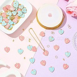 Наборы для самостоятельного изготовления подвесного украшения из эмалевого сплава в форме сердца с буквой a~z&nbsp;DIY-CJ0003-08