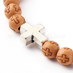 3 pièces 3 styles imitation bois acrylique bracelets de perles extensibles&nbsp;BJEW-JB06235
