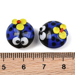 手作りランプワークビーズ  てんとう虫  ブルー  14.5x15x10mm  穴：1.8mm&nbsp;GL-CBAD7C3-06