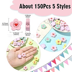 150шт 5 цвета окрашенные распылением деревянные бусины&nbsp;WOOD-CJ0001-81