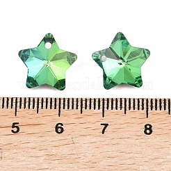 電気メッキガラスチャーム  多面カット  スター  ミディアムアクアマリン  13x13.5x7mm  穴：1.2mm&nbsp;GLAA-H104-A05