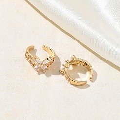Pendientes de aro con forma de C y mariposa&nbsp;EJEW-L316-01G-10