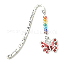Marque-pages avec pendentifs en émail et strass en alliage papillon&nbsp;AJEW-JK00229