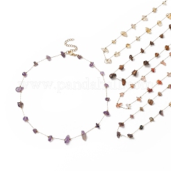 Колье из бисера из натуральных смешанных драгоценных камней NJEW-JN04234