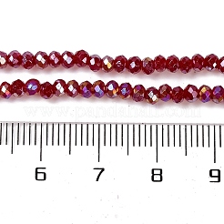 電気メッキガラスビーズ連売りを焼く  ABカラー  多面カット  ロンデル  暗赤色  3x2mm  穴：0.7mm  約135~140個/連  32~34cm&nbsp;DGLA-A039-J2MM-B19