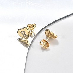 Aretes de corchete de circonita cúbica transparente con micro pavé de latón enchapado en cremallera&nbsp;EJEW-K299-01G-R