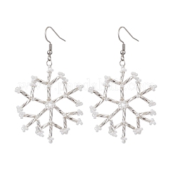 Pendientes colgantes de copos de nieve de vidrio&nbsp;EJEW-MZ00253