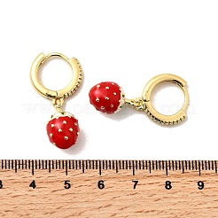 Серьги-подвески в форме клубники с микропаве из латуни и прозрачными кубическими цирконами&nbsp;EJEW-L305-01G