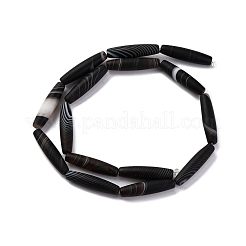 Нити бусин из натурального черного полосатого агата/полосатого агата&nbsp;G-G177-B02-01