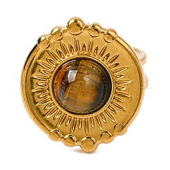 Натуральный тигровый глаз кольца палец RJEW-Q822-28G-03