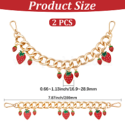 2 pz lega smaltata ciondolo fragola in alluminio borsa catene decorative&nbsp;HJEW-BBC0001-27B