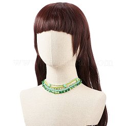 5шт 5 стильные ожерелья из бисера из полимерной глины с цветами и стеклянными семенами для женщин NJEW-JN04011