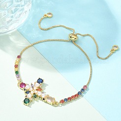 Латунь микро проложить кубический цирконий слайдер браслеты BJEW-M053-01G