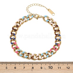 Женские браслеты-цепочки из кубинской стали 201 BJEW-H633-01G