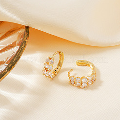 Латунные плоские круглые серьги-кольца с прозрачным кубическим цирконием PR2276-1