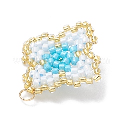 3 шт. подвески из двухцветного стеклянного бисера ручной работы в форме четырехлистника&nbsp;PALLOY-MZ00965