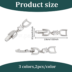 6 шт. 3-цветные латунные прозрачные кубические циркониевые застежки-раскладушки FIND-HY0004-04