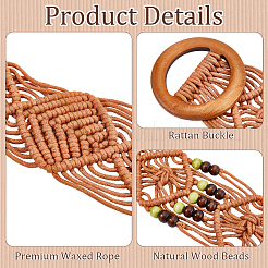 Ceintures bohèmes tissées en coton et jute&nbsp;AJEW-WH20020-648A