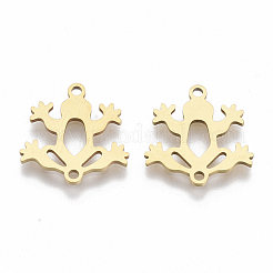 201 ステンレススチールリンクコネクター  レーザー切断  カエル  ゴールドカラー  15.5x15x1mm  穴：1.4mm&nbsp;LS-STAS-R104-035G