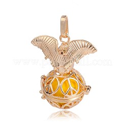 Позолоченные латунные полые круглые подвески KK-J252-07G