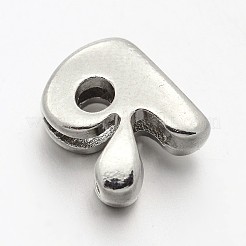 時計バンドのブレスレットを作るための文字A〜Zスライダビーズ  白金合金クリスタルラインストーンのスライドチャーム  ニッケルフリー＆カドミウムフリー＆鉛フリー  11~13x9~11.5x4~5mm  穴：7.5~8x1mm  26個/セット&nbsp;X-ALRI-O012-NR-1