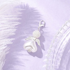 7 шт. подвеска в форме сердца в виде ангела из акрила и АБС-пластика с имитацией жемчуга HJEW-JM03564