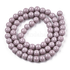 Chapelets de perles en verre opaque de couleur unie&nbsp;LS-GLAA-T032-P6mm-07