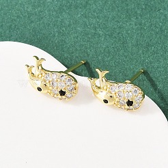 Set di orecchini pendenti e a bottone con micro pavé di zirconi cubici in ottone per donna&nbsp;SJEW-F227-01E-G