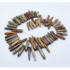 天然ピカソ石/ピカソジャスパービーズ連売り  ナゲット  15~52x6~8x6~8mm  穴：1mm  約52個/連  15.7インチ（40cm）&nbsp;G-G683-20
