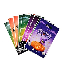 50 шт. 4 стильных упаковочных пакета из целлофана OPP с принтом тыквы на Хэллоуин и ручками с отверстиями для штамповки ABAG-C013-07