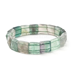 Stretch-Armbänder aus quadratischen Naturfluoritperlen für Damen und Herren&nbsp;BJEW-C097-06L