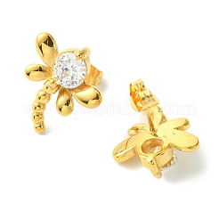 Серьги-гвоздики из нержавеющей стали 304 с вакуумным покрытием PVD с кубическим цирконием для женщин EJEW-L284-14G