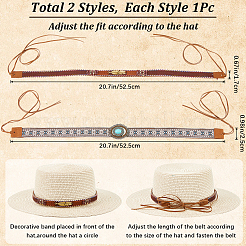 2 шт. 2 стиля этнический стиль замша и хлопковый шнур регулируемый ободок для шляпы&nbsp;AJEW-CP0007-18