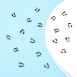 真鍮製U字カン  カドミウムフリー＆鉛フリー  アンティークブロンズ  4.5x4x1mm  穴：0.5mm&nbsp;X-KK-R030-AB