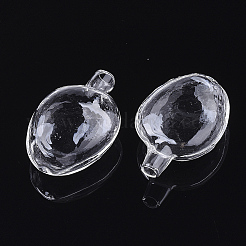 手作りの1穴吹きガラスボトル  ガラスバイアルペンダント作り用  オーバル  透明  43~44x28x14mm  穴：4~5mm&nbsp;BLOW-T001-18